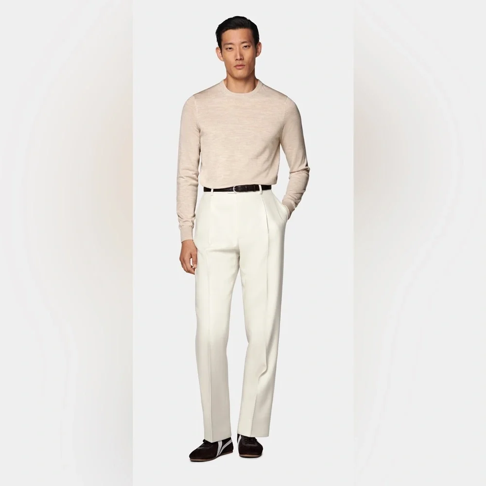 SuitSupply Cream Merino Crewneck - Pure Wool - Size Small - Picture 3 of 10